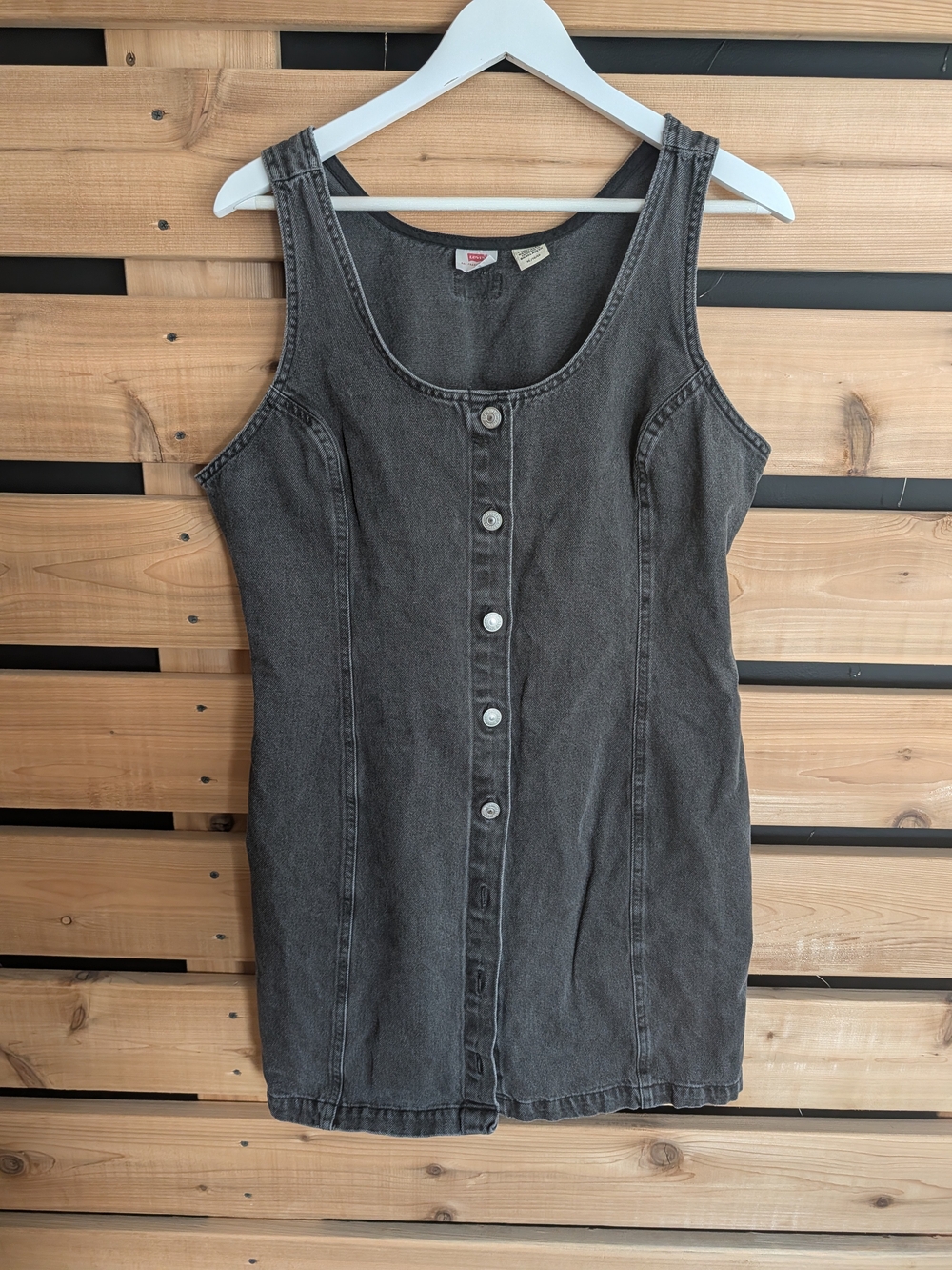 Levi's Washed Black Button-Front Denim Tank